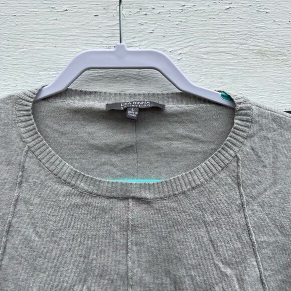 EUC Gray Sweater With Faux Leather Accents - Picture 5 of 7